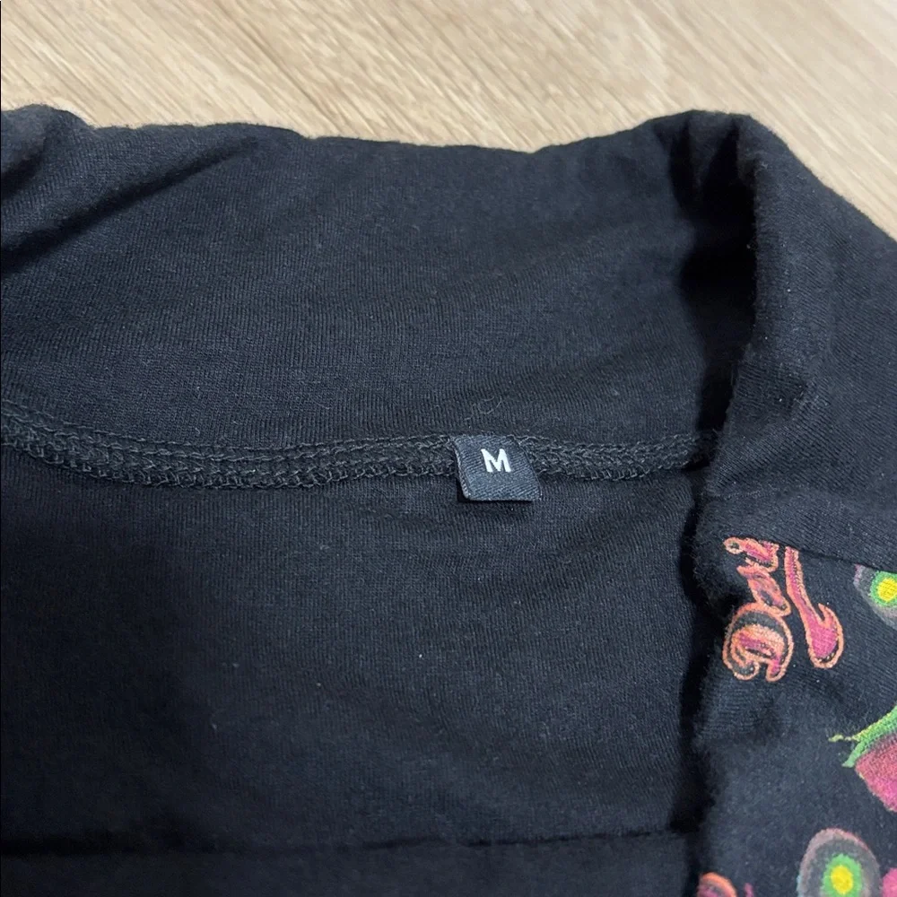 DESIGUAL (M) Balloon Floral Skirt Above Knee Elastic Waist Tie Soft Black - Picture 10 of 13